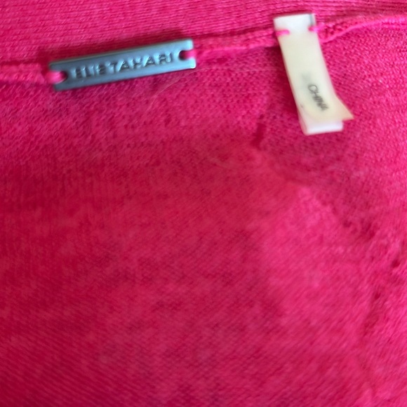 Unique Elie Tahari Hot Pink Merino / Lace Wool Cropped Cardigan - Picture 7 of 9